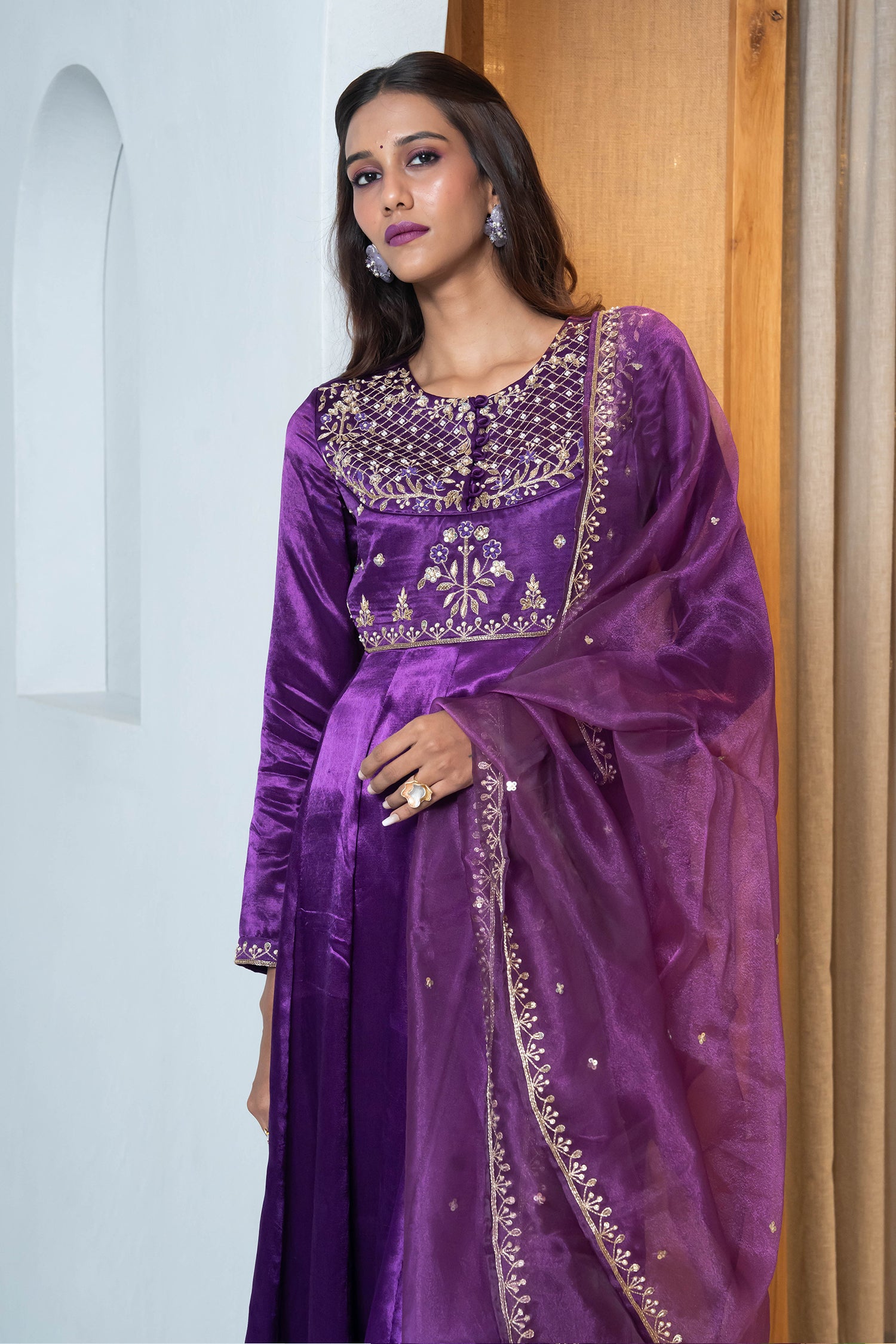Purple Anarkali Set