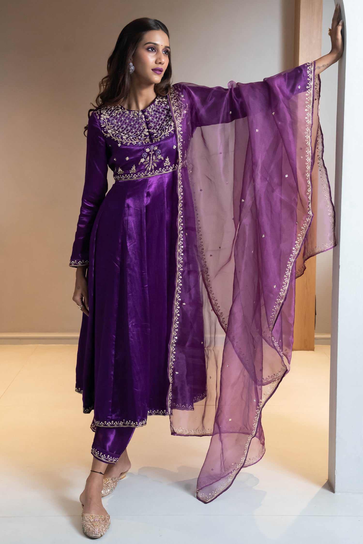 Purple Anarkali Set