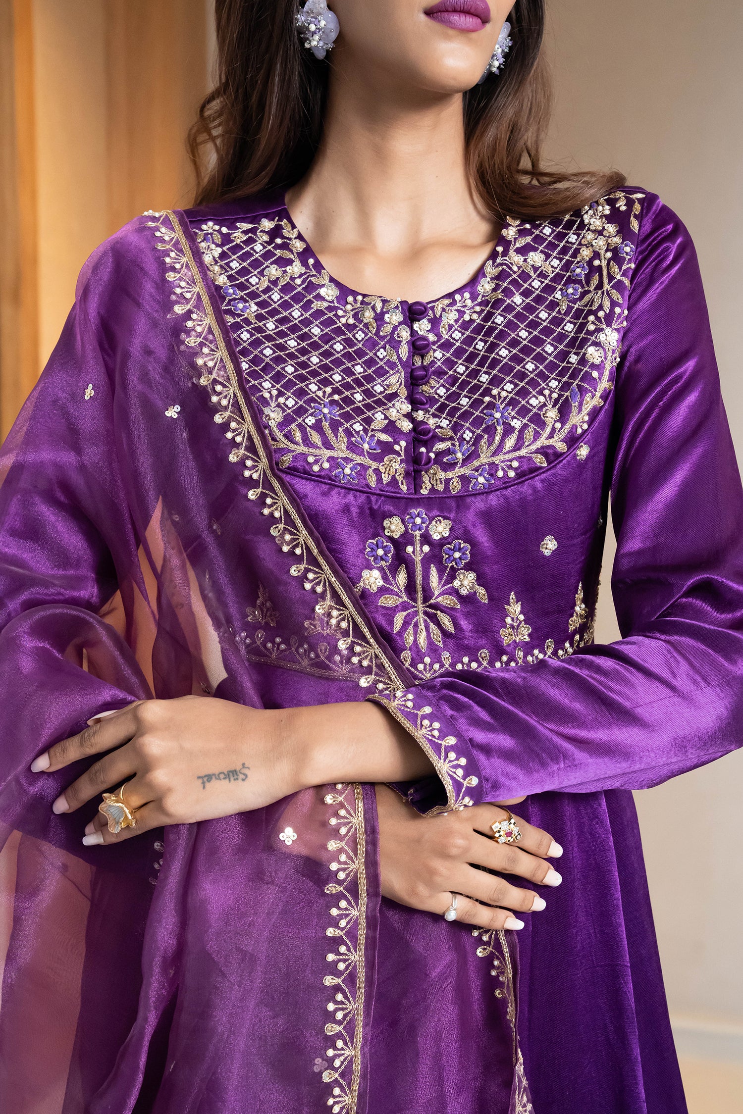 Purple Anarkali Set