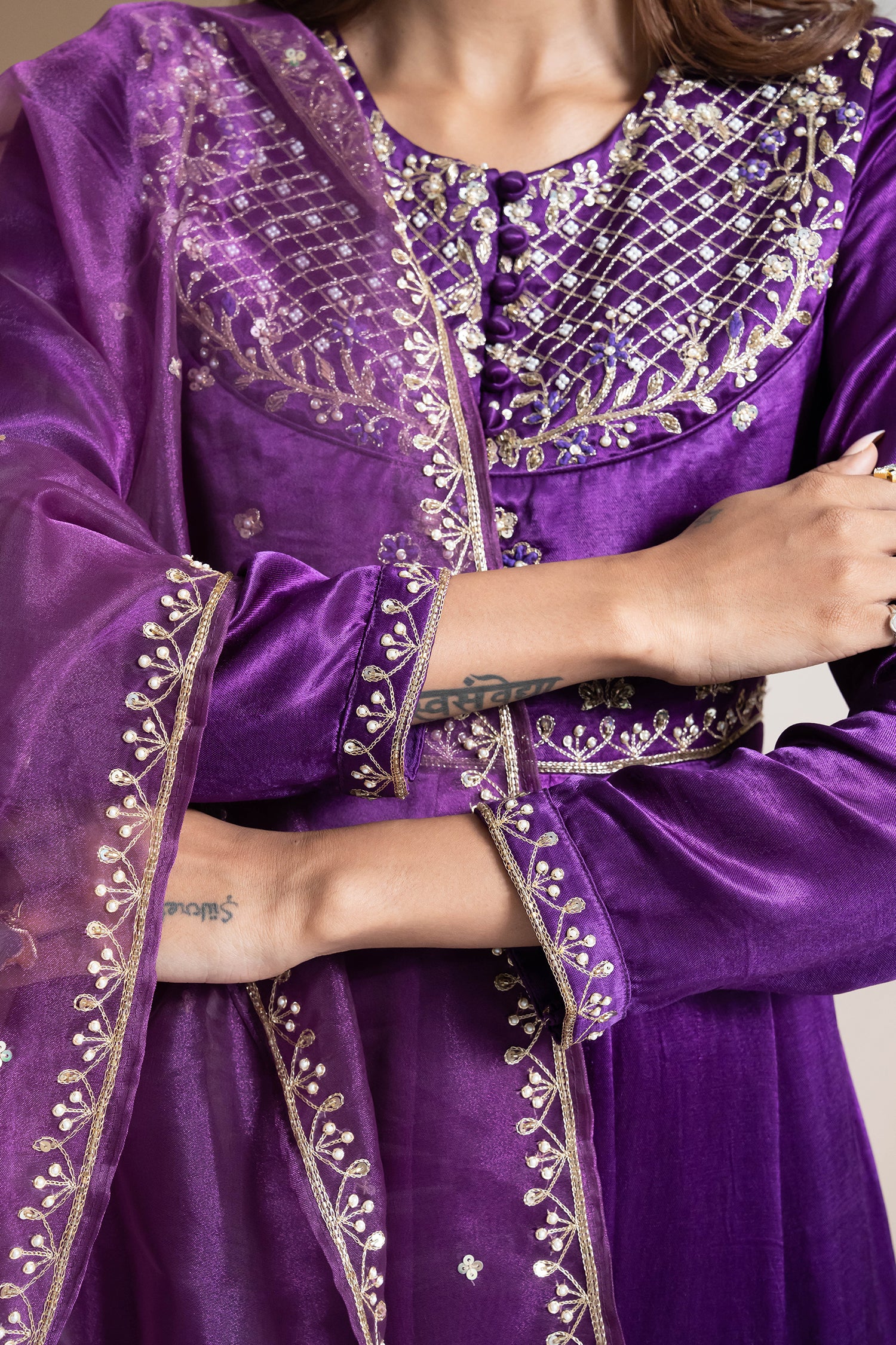 Purple Anarkali Set