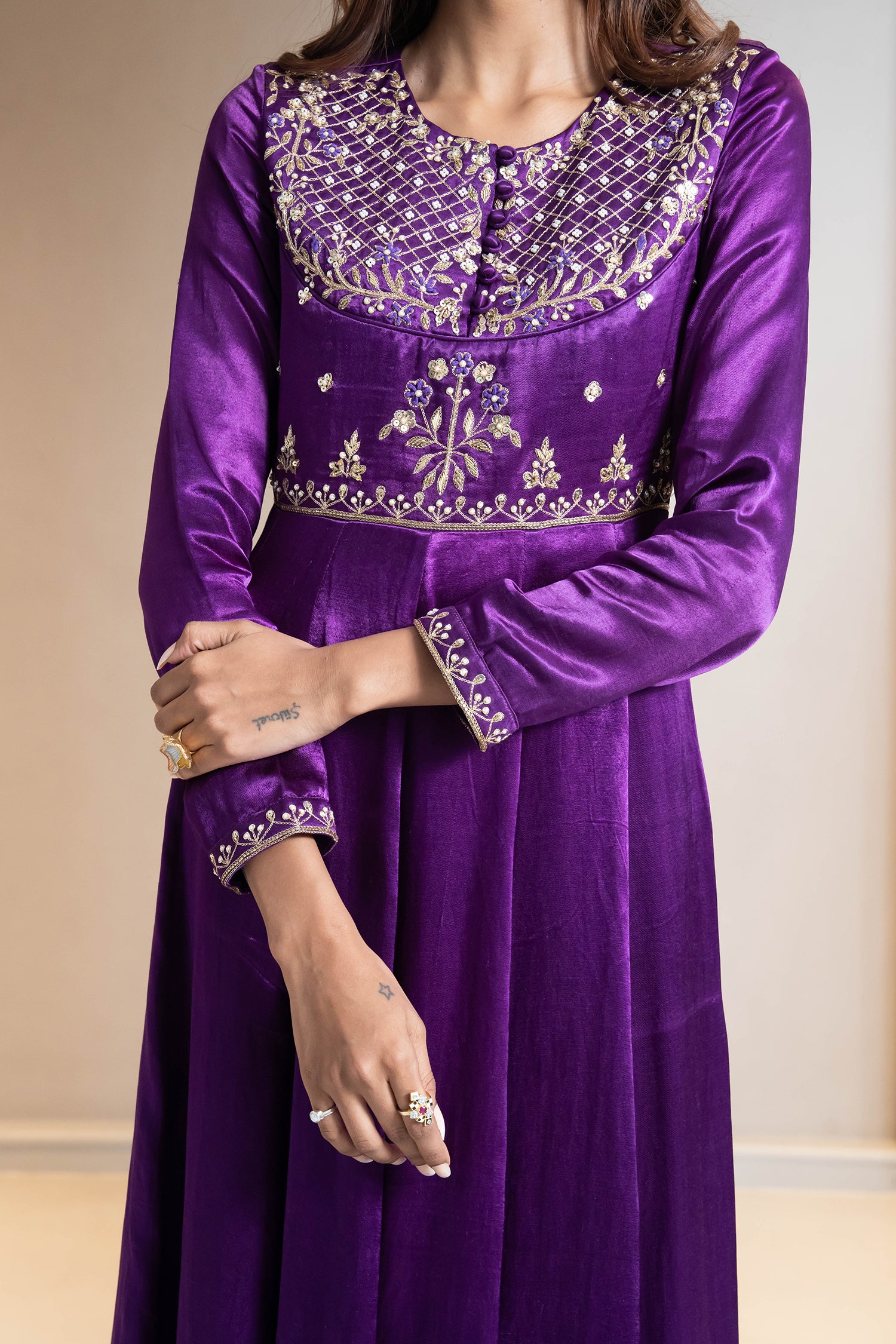 Purple Anarkali Set