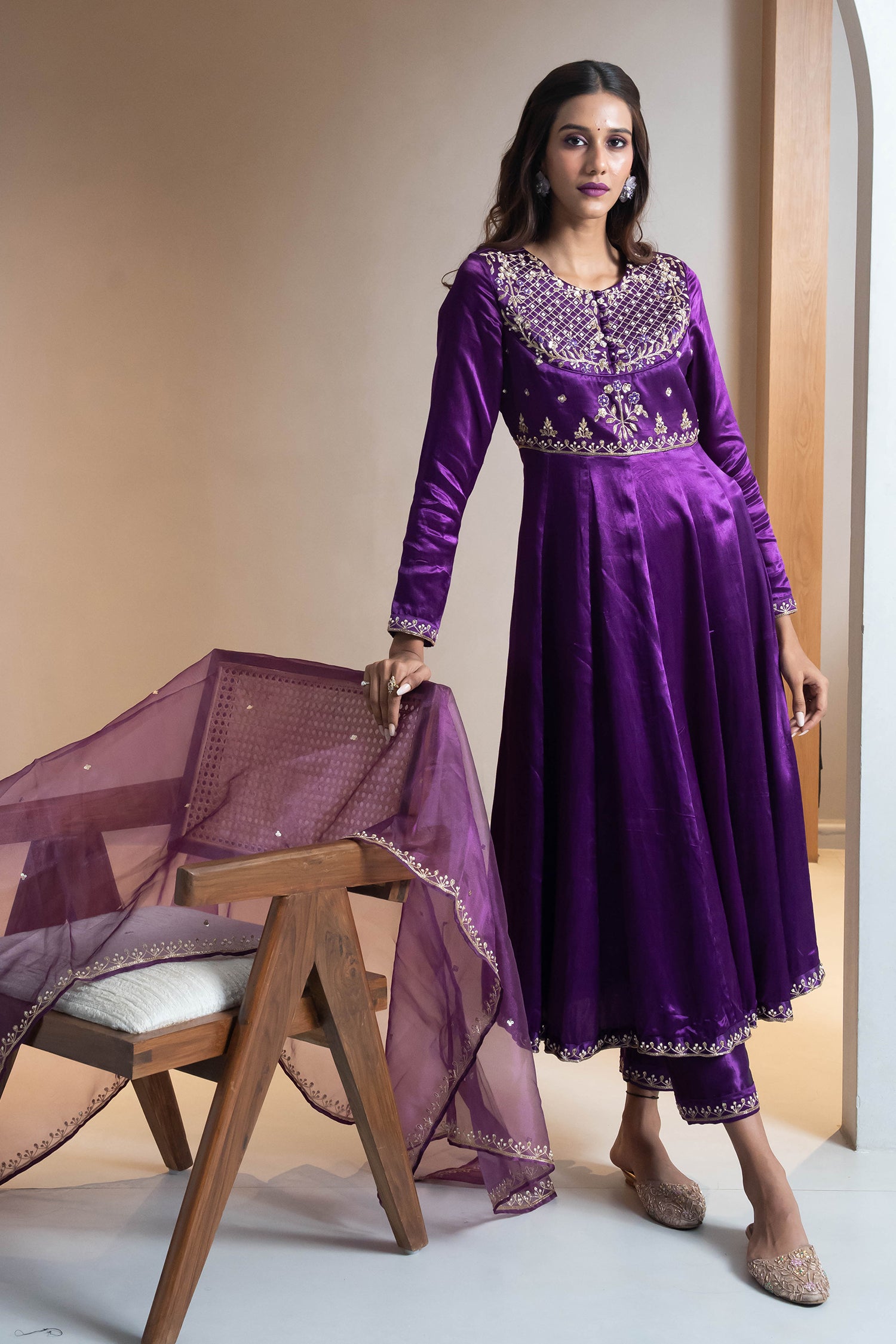 Purple Anarkali Set