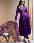 Purple Anarkali Set