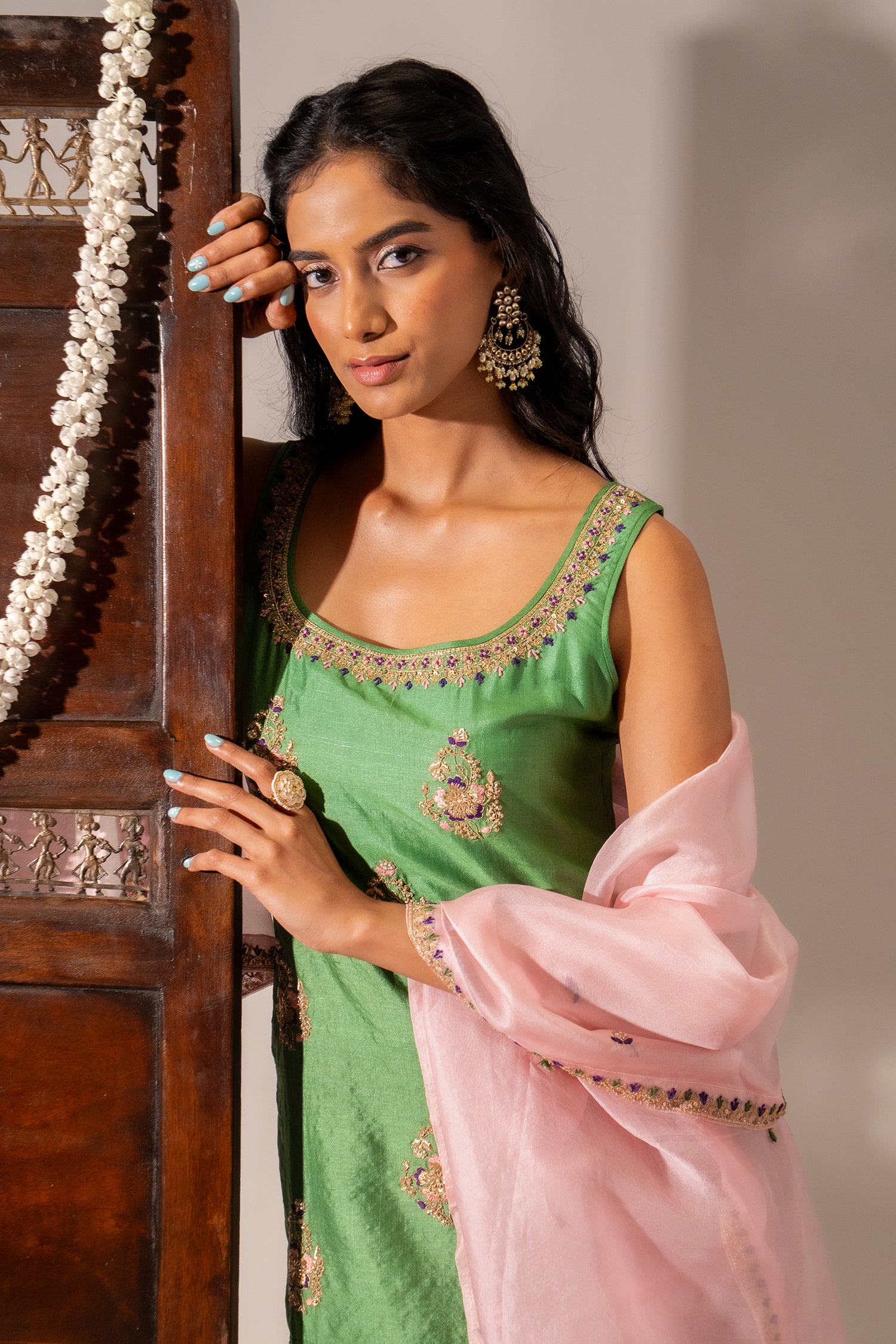 Green Gharara Set
