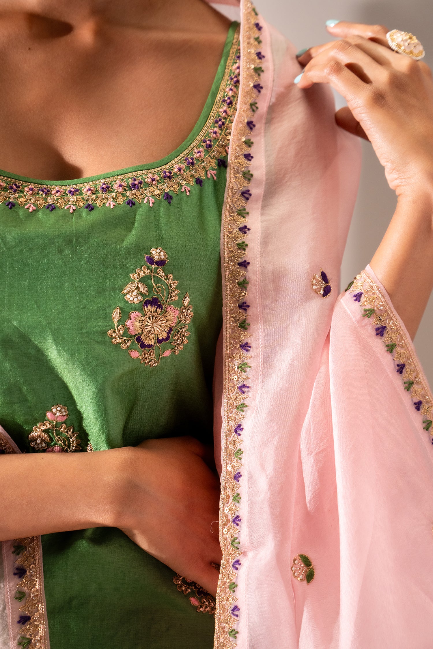 Green Gharara Set