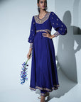 Indigo Anarkali Suit Set