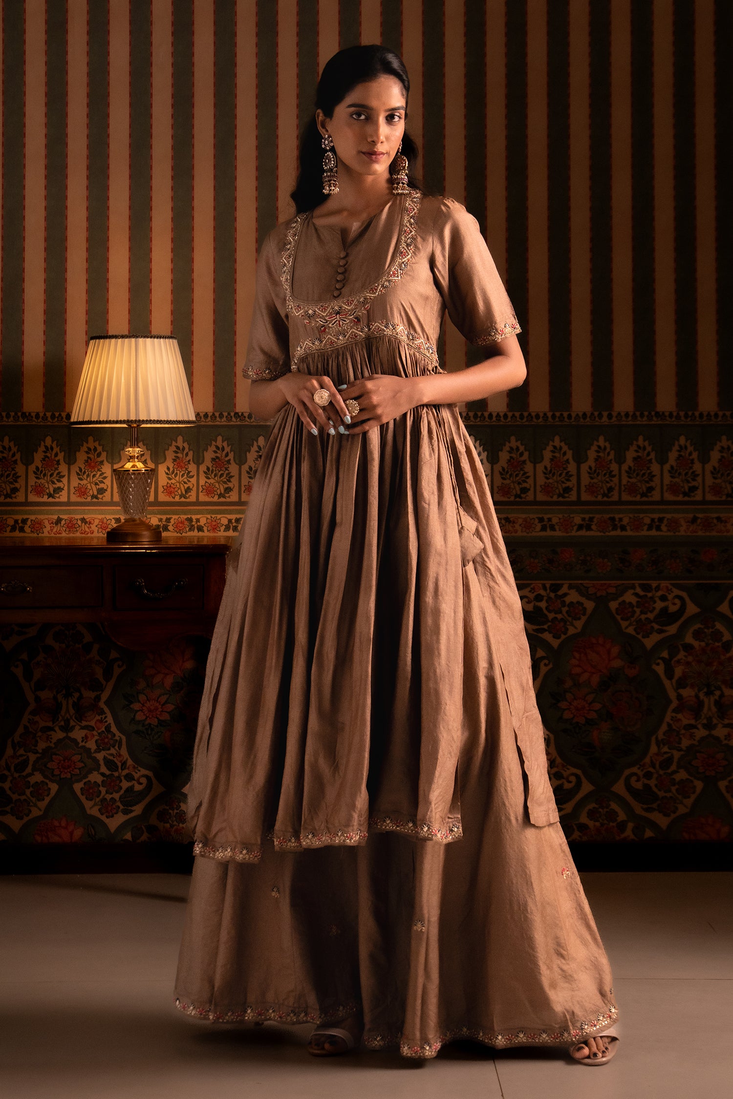 Bronze Anarkali Suit Set
