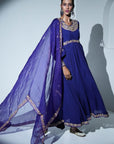 Indigo Anarkali Suit Set