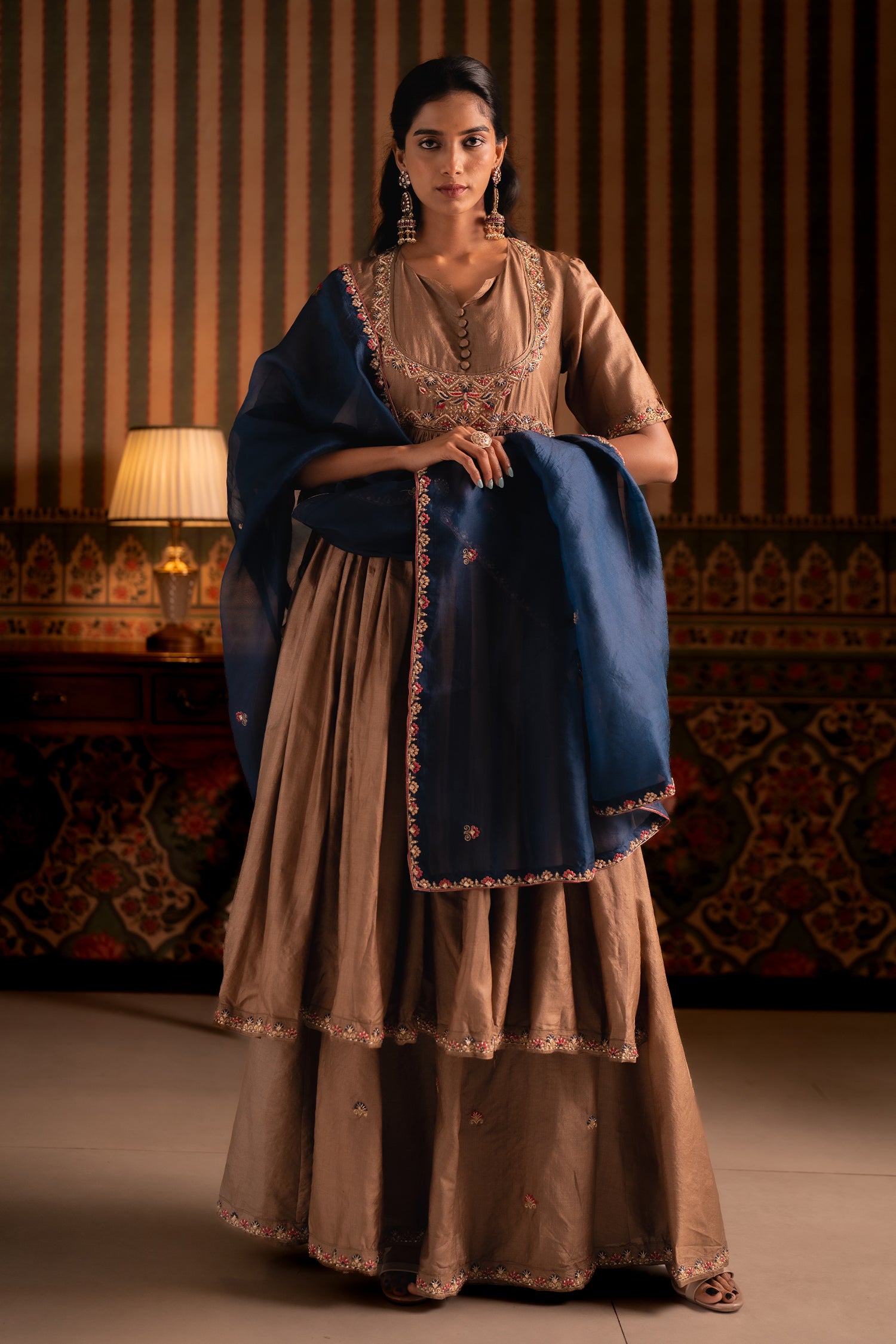 Bronze Anarkali Suit Set