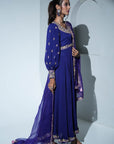 Indigo Anarkali Suit Set