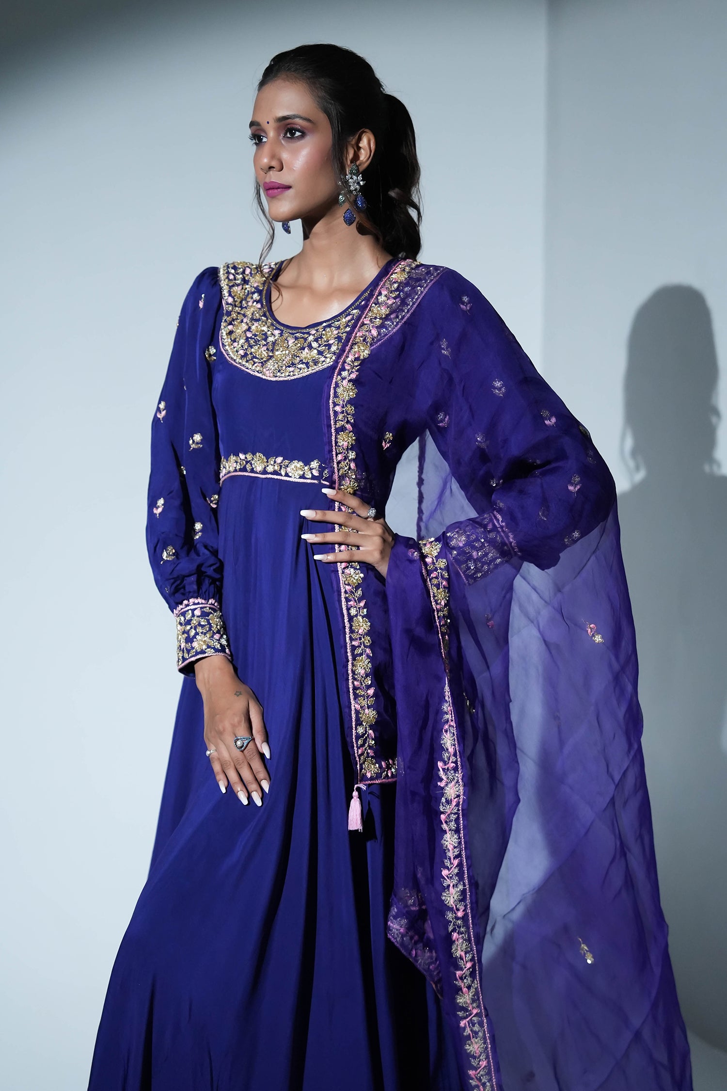 Indigo Anarkali Suit Set