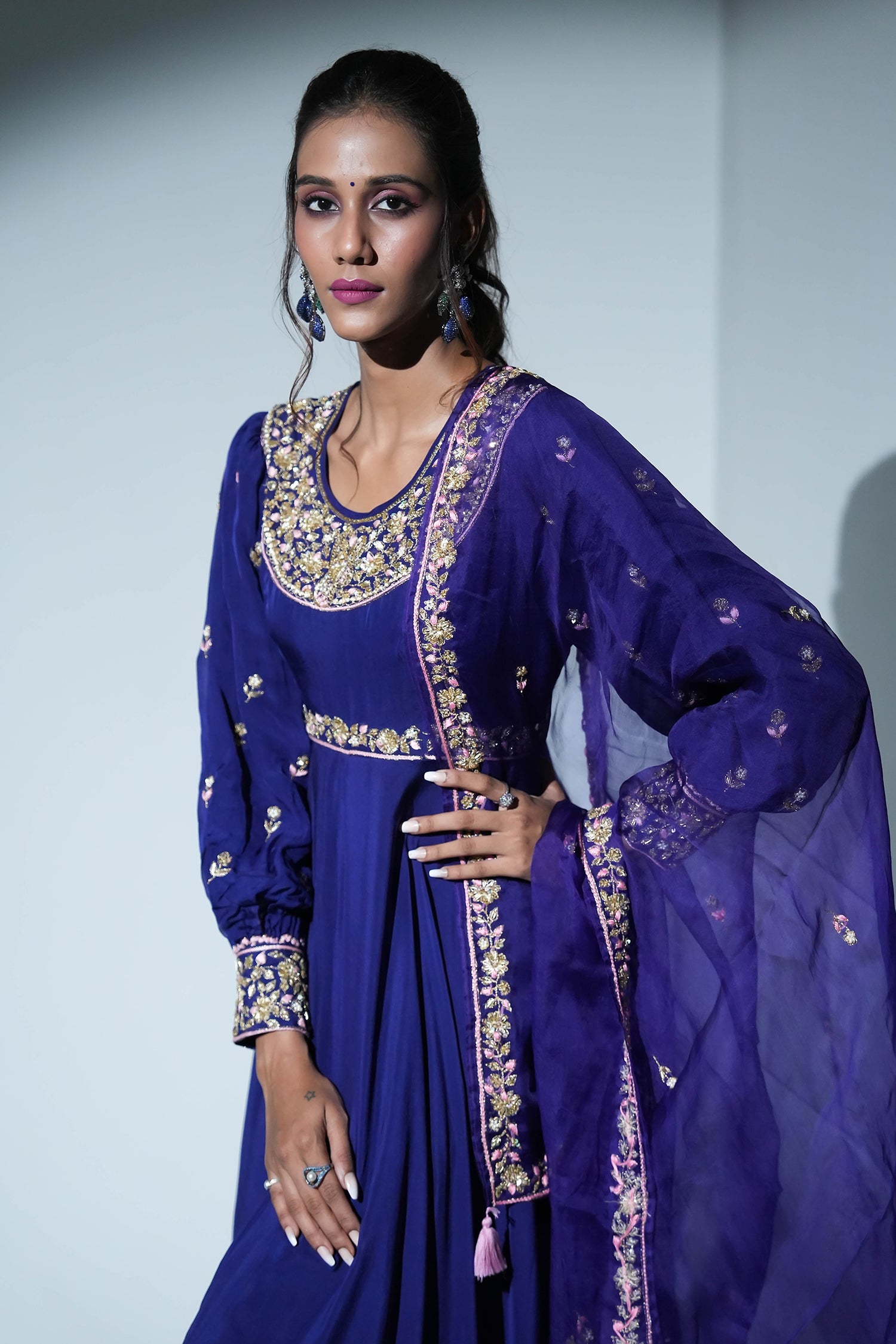 Indigo Anarkali Suit Set