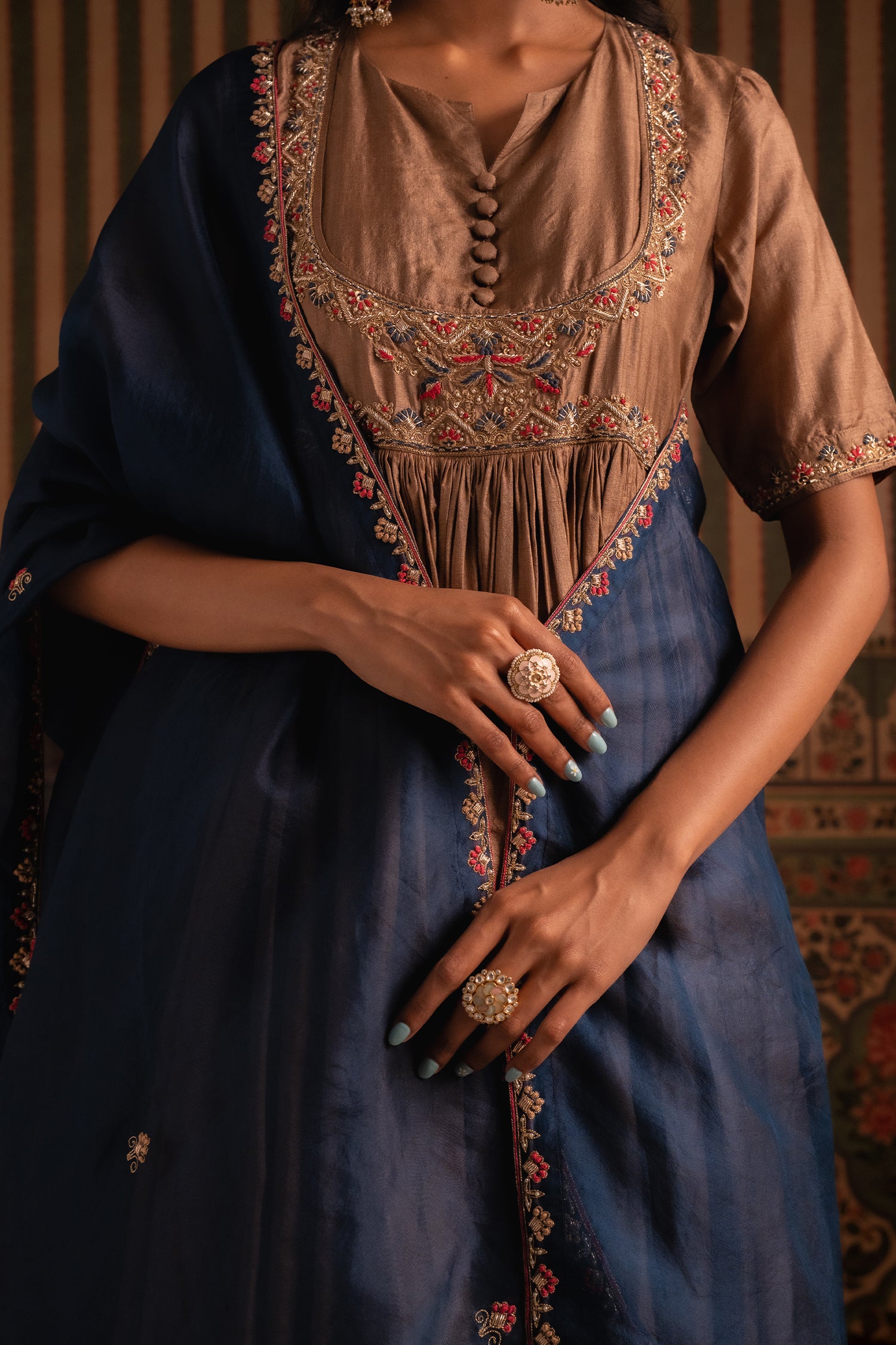 Bronze Anarkali Suit Set