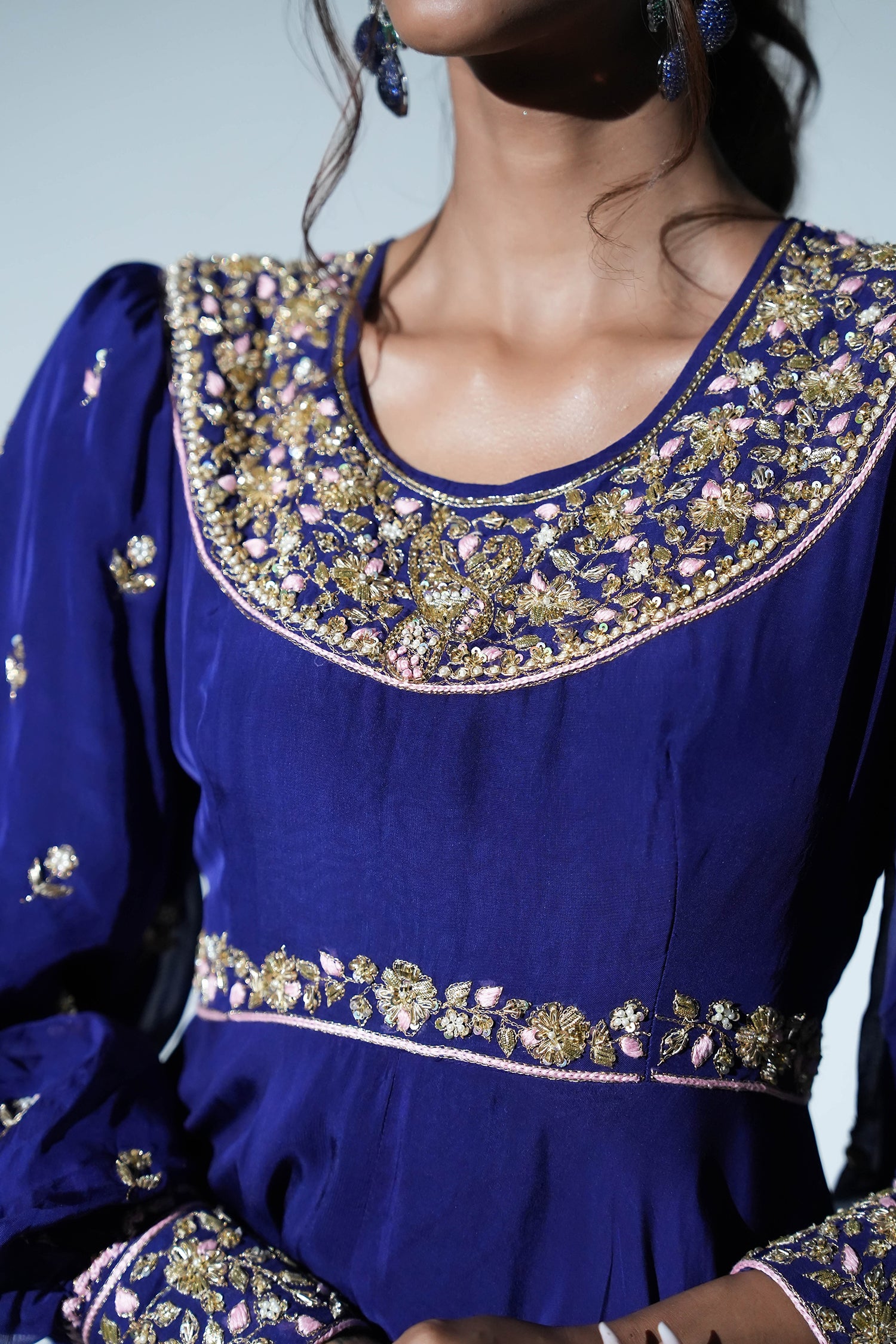 Indigo Anarkali Suit Set