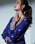 Indigo Anarkali Suit Set
