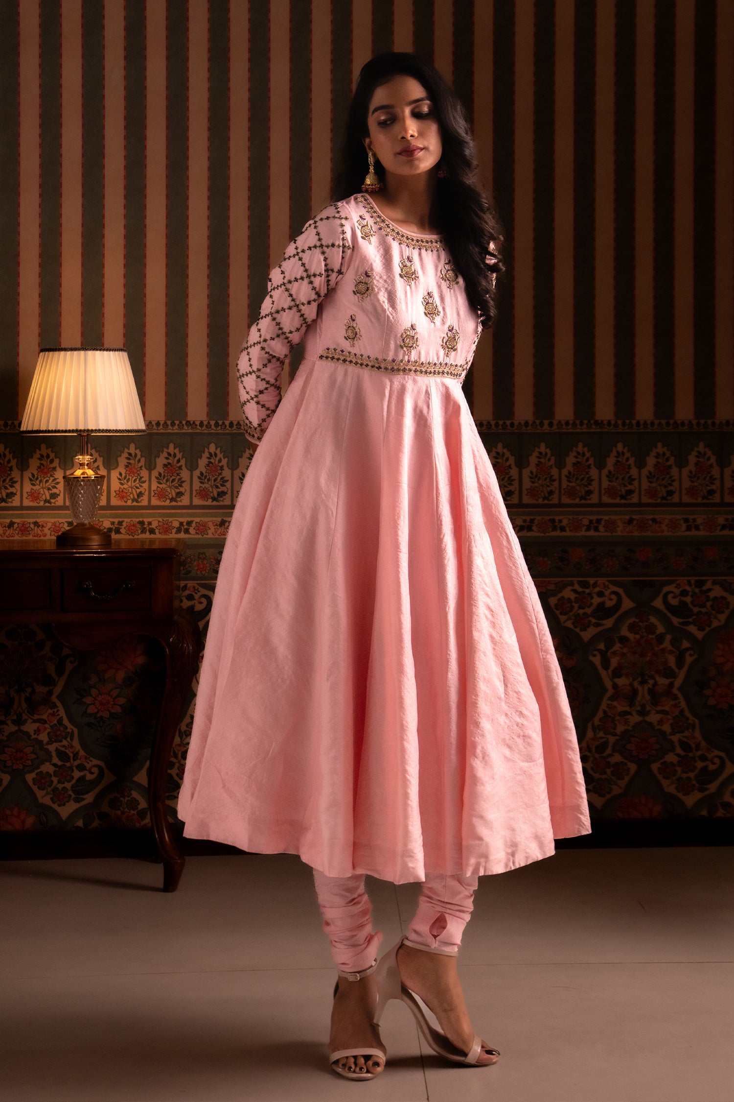 Baby Pink Anarkali Suit Set