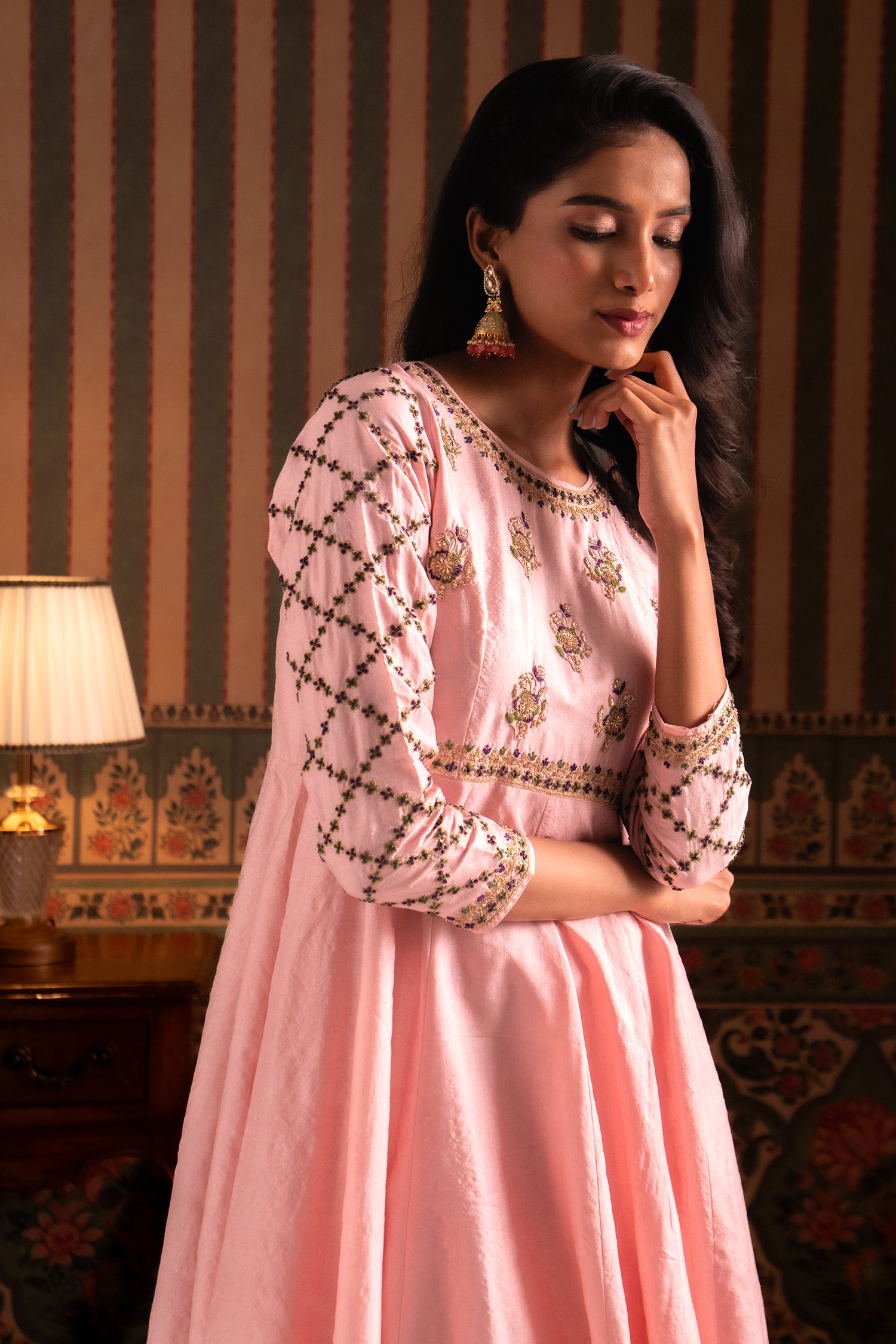 Baby Pink Anarkali Suit Set