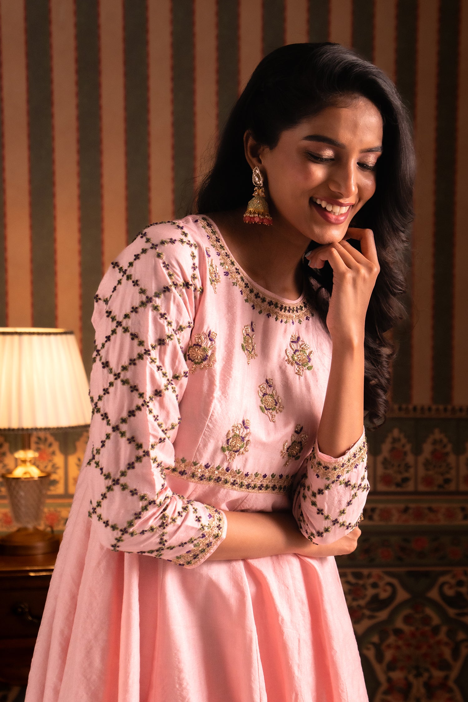 Baby Pink Anarkali Suit Set