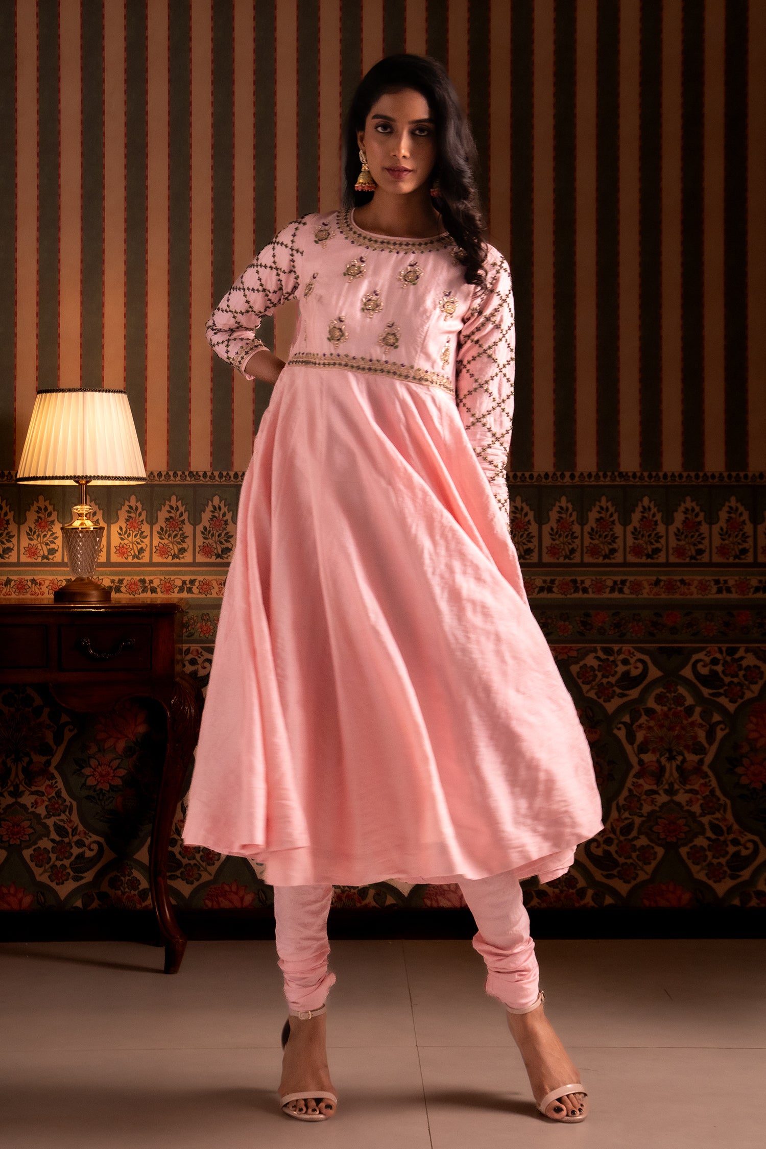 Baby Pink Anarkali Suit Set