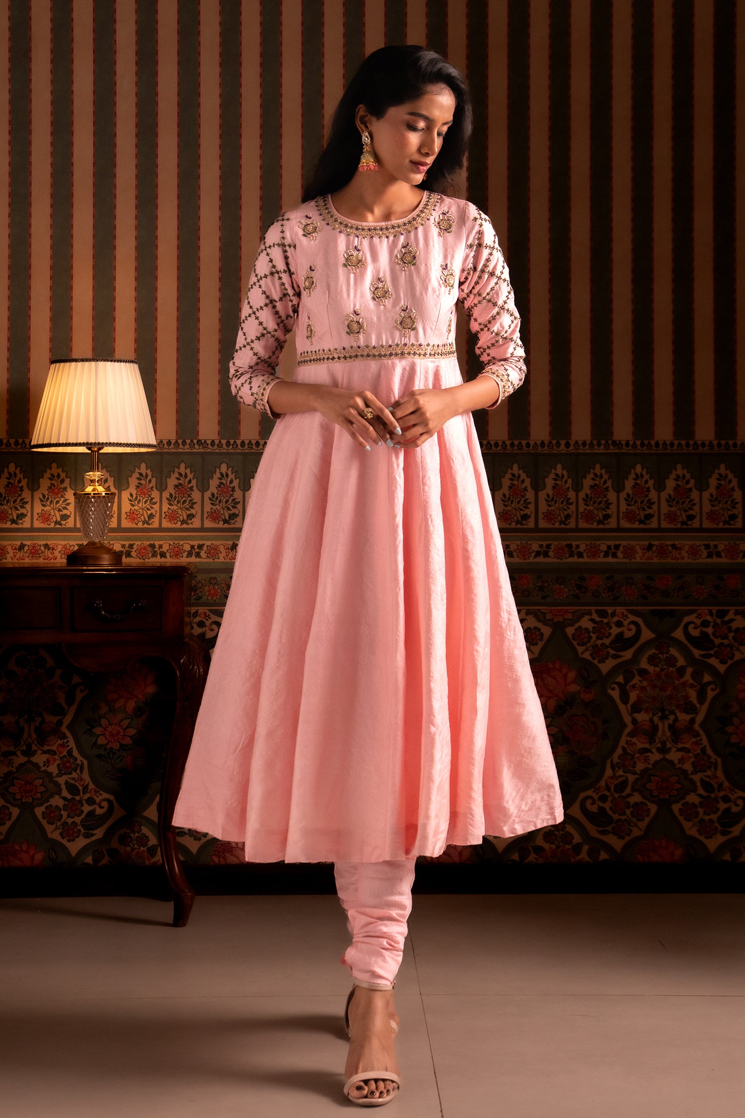 Baby Pink Anarkali Suit Set