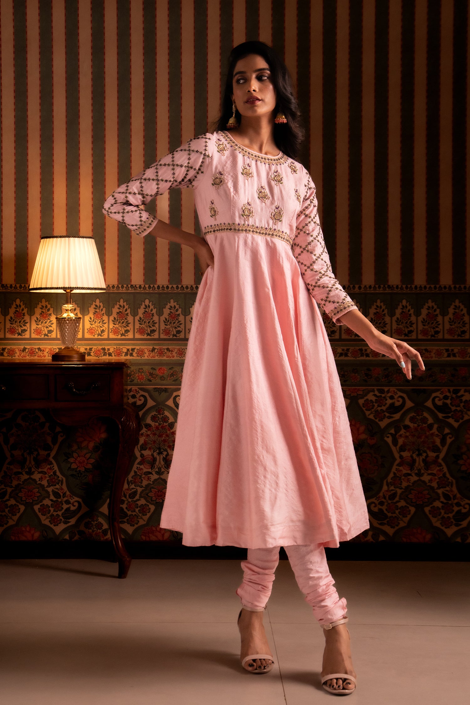 Baby Pink Anarkali Suit Set