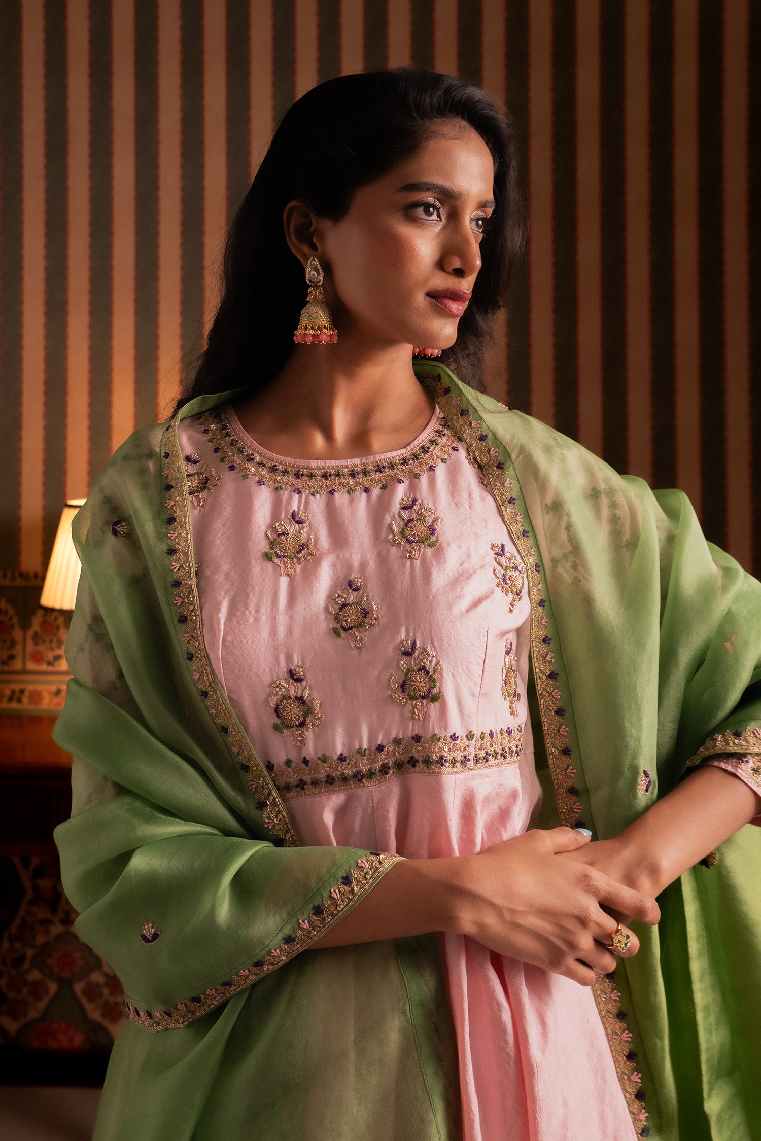 Baby Pink Anarkali Suit Set
