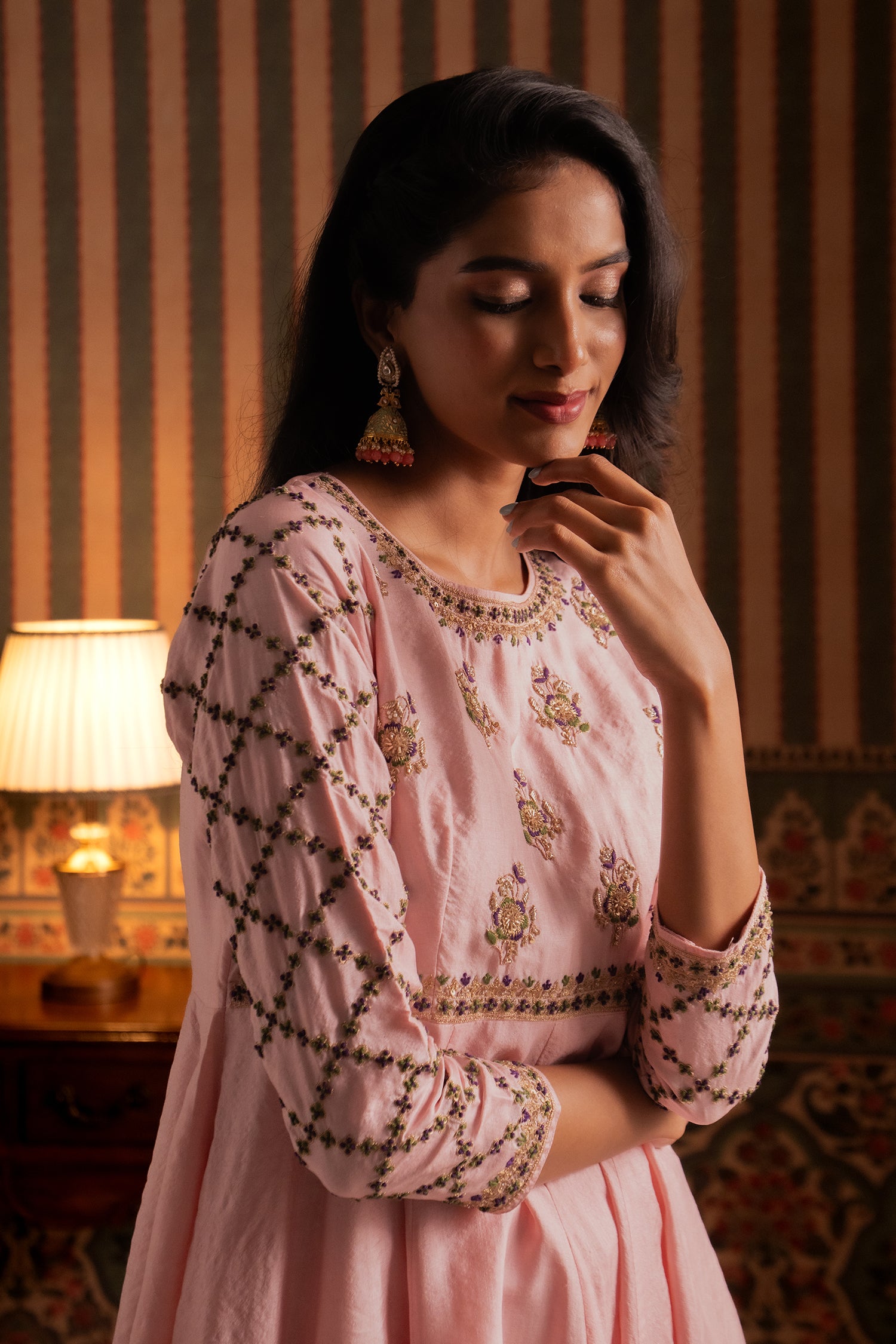 Baby Pink Anarkali Suit Set