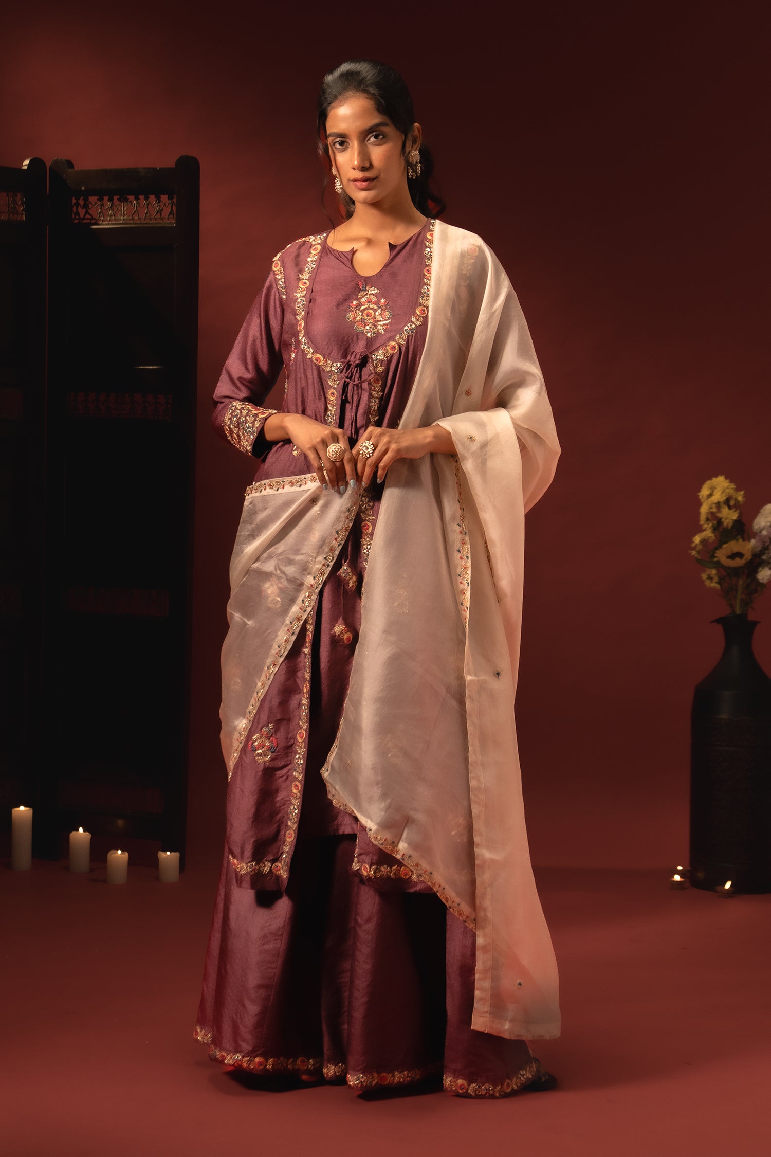 Wine Palazzo Suit Set