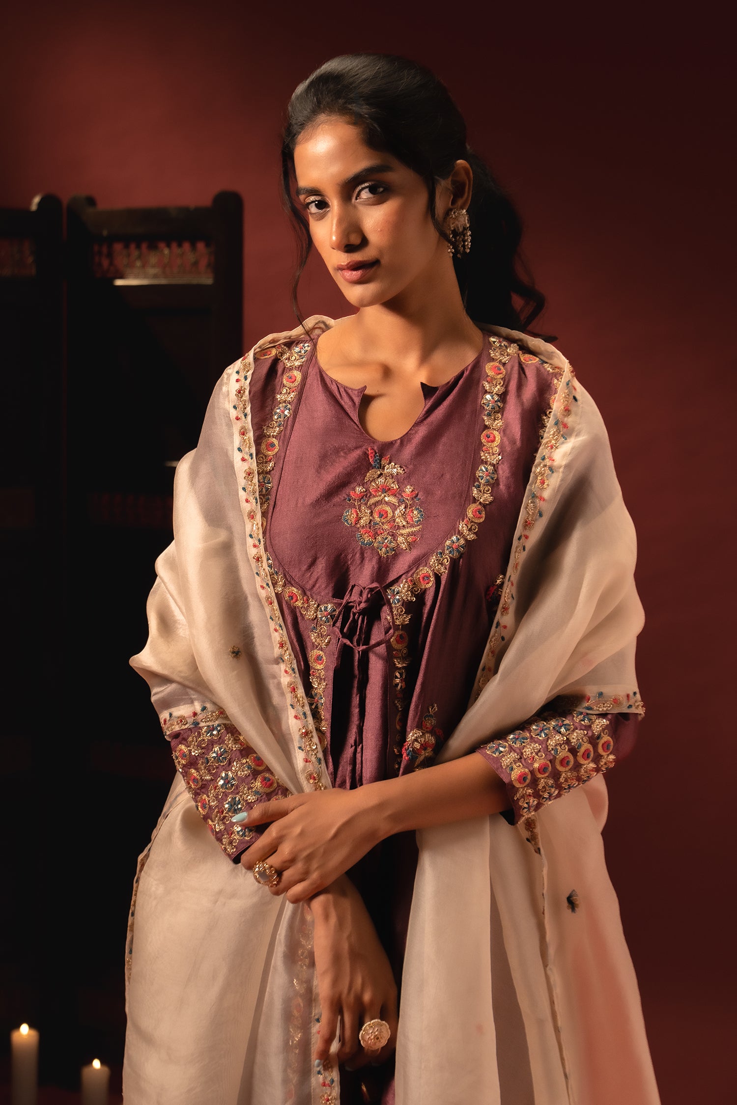 Wine Palazzo Suit Set