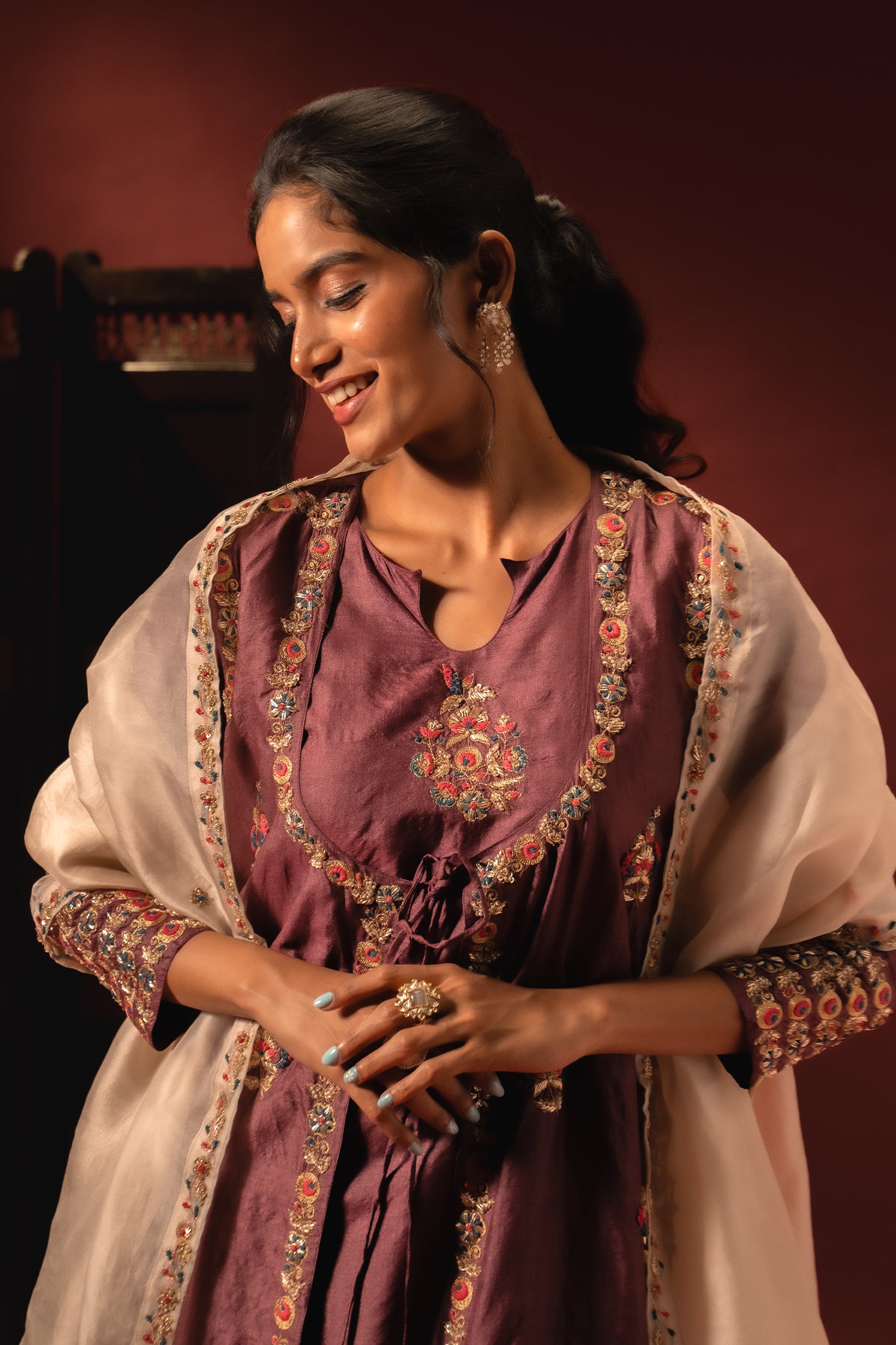 Wine Palazzo Suit Set