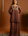 Brown Sharara Set