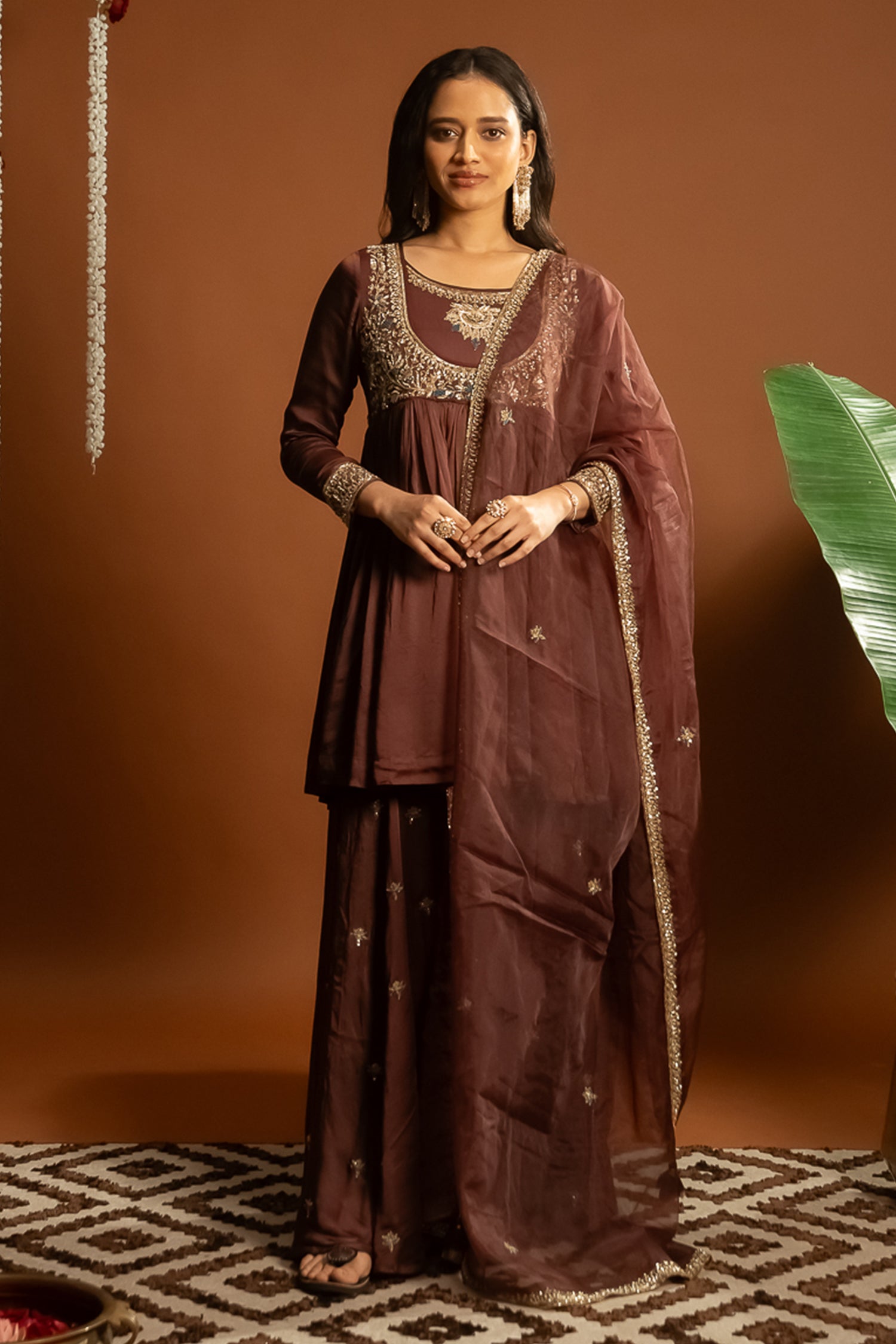 Brown Sharara Set