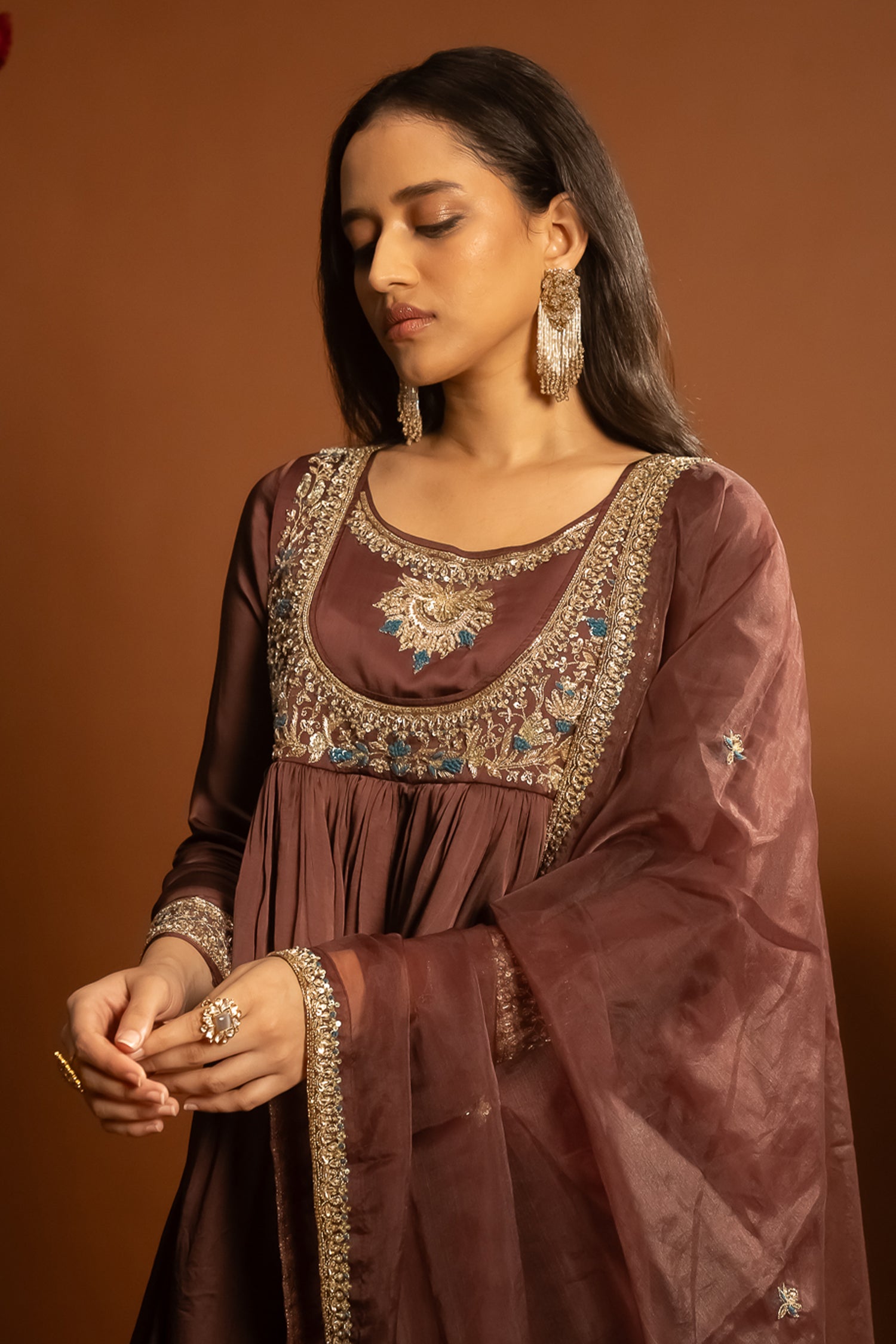 Brown Sharara Set