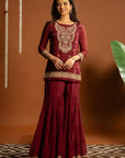 Maroon Sharara Set