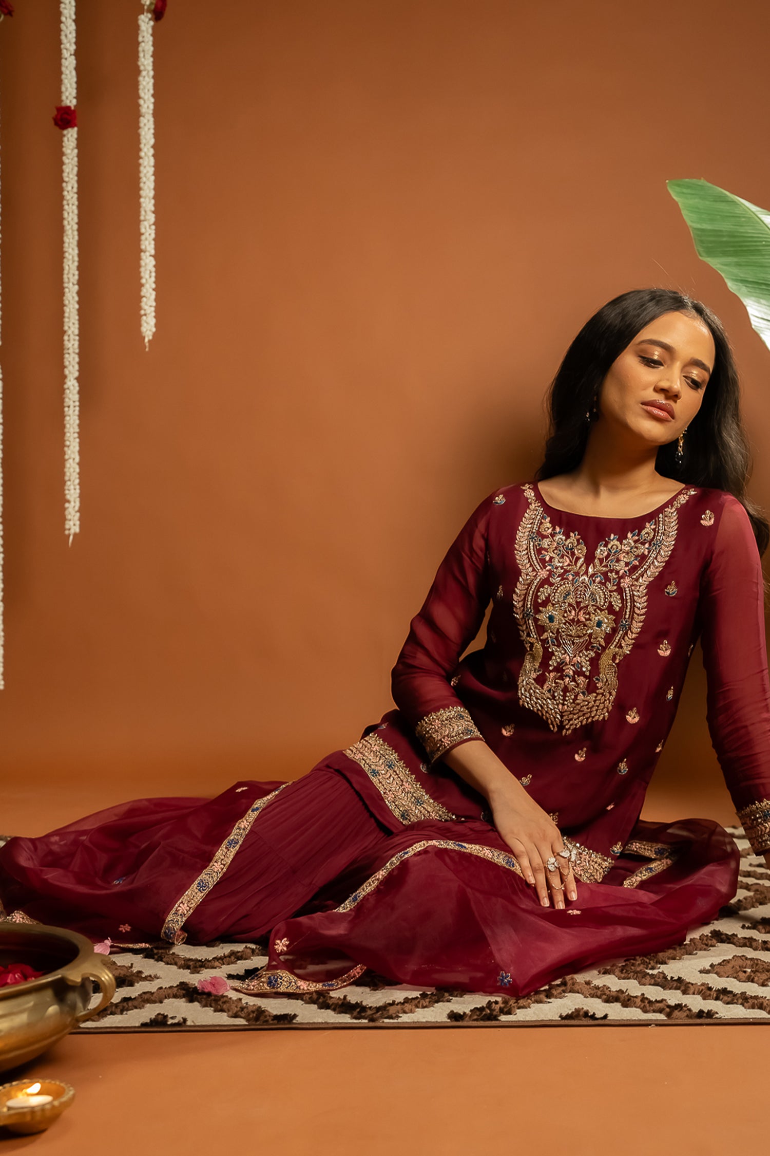 Maroon Sharara Set