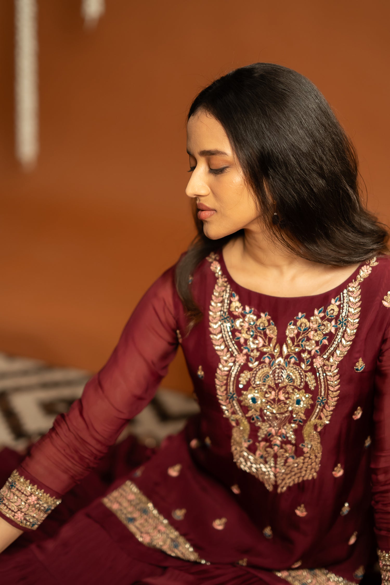 Maroon Sharara Set