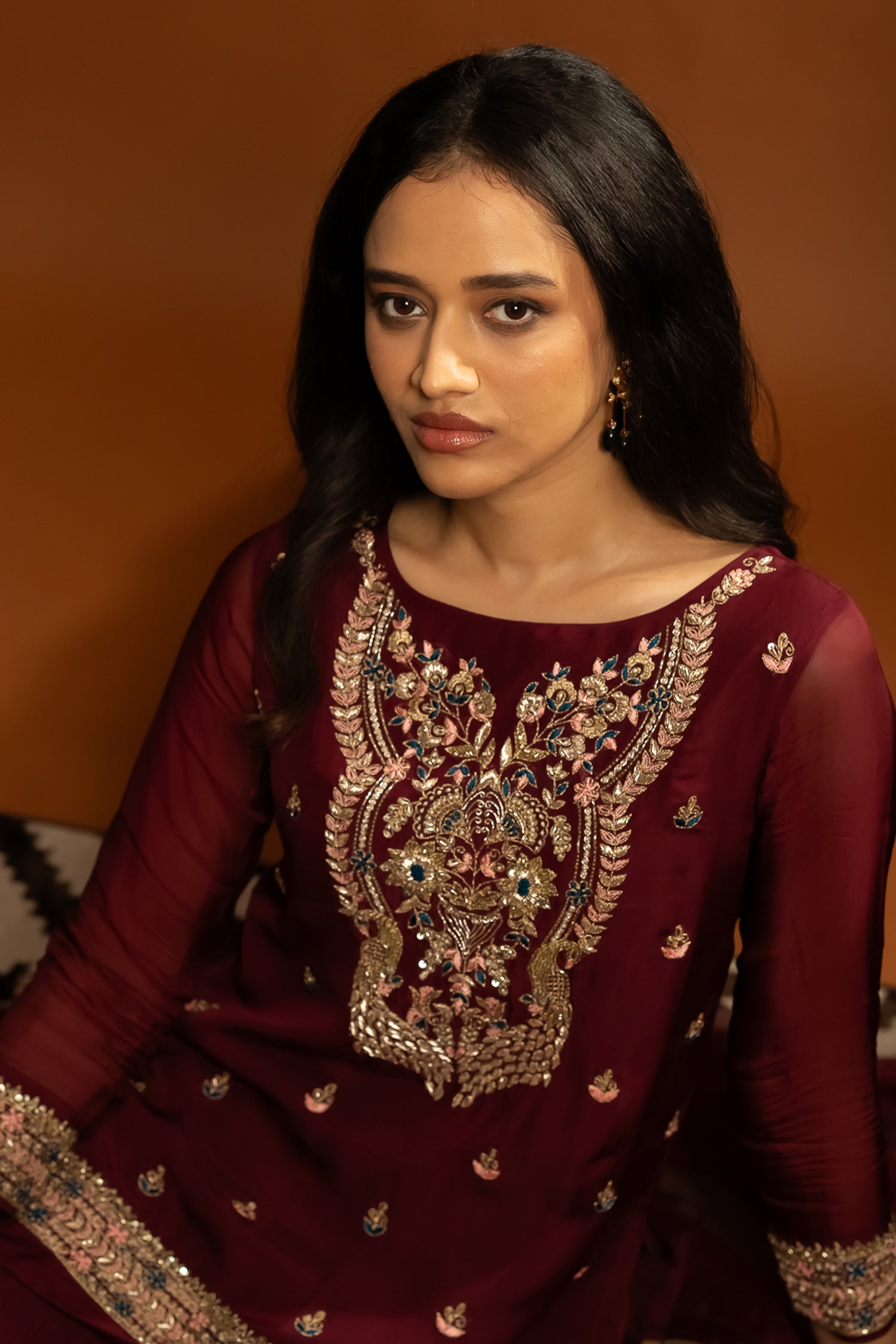 Maroon Sharara Set