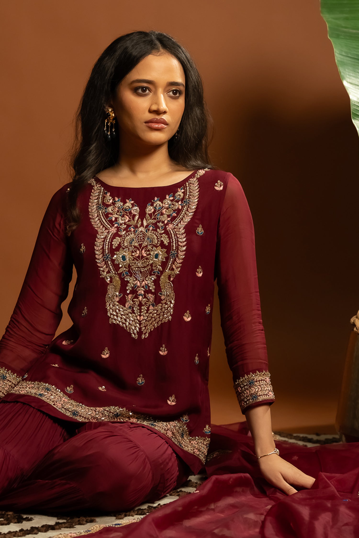 Maroon Sharara Set