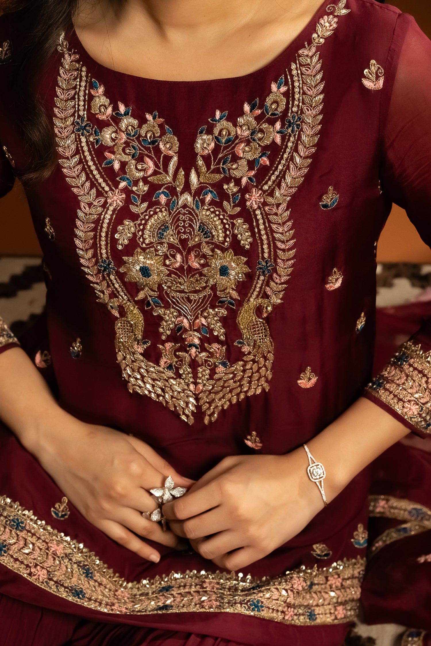 Maroon Sharara Set