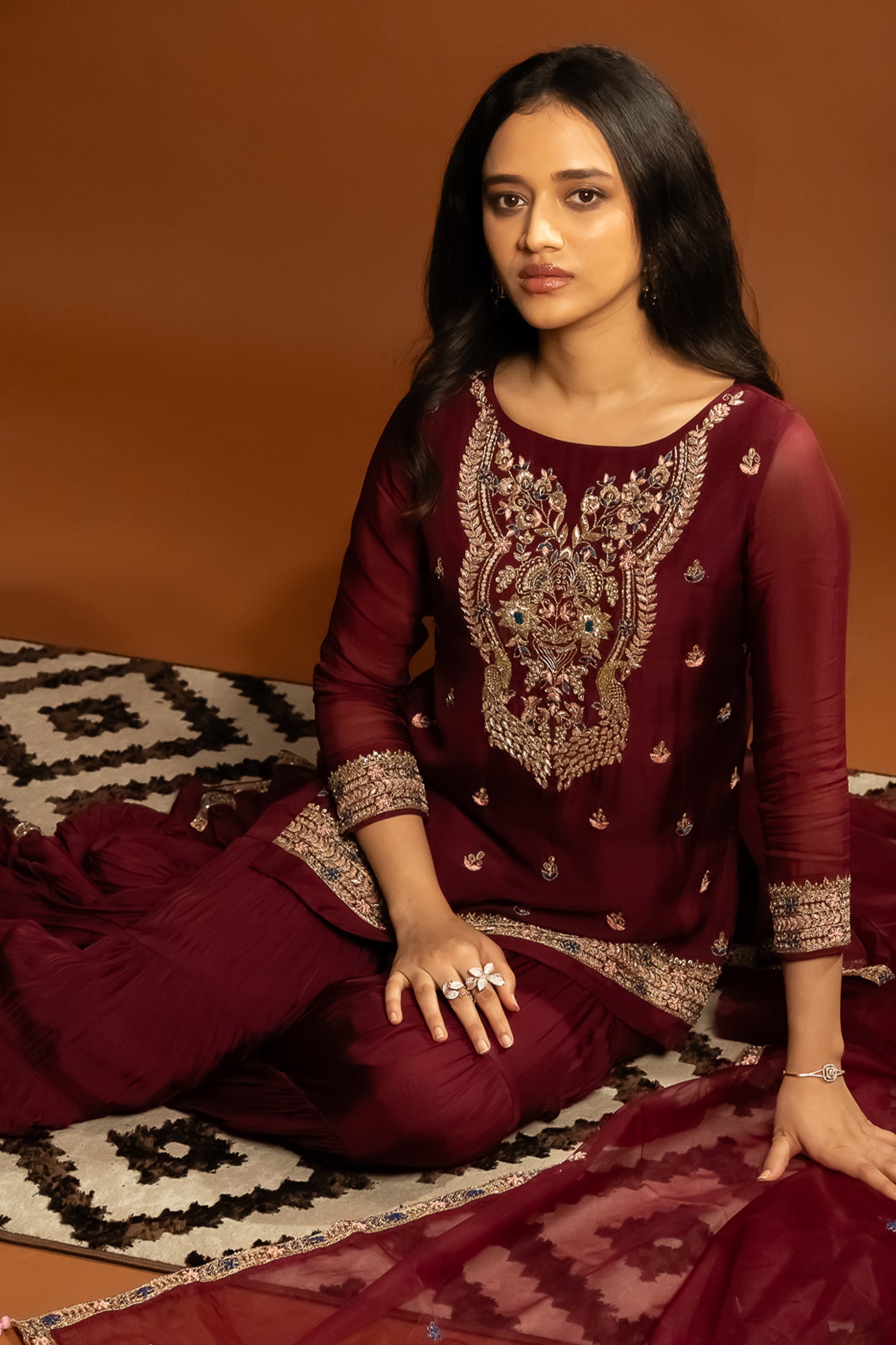 Maroon Sharara Set