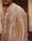 Rishabh Nude Silk Chanderi  Kurta Set