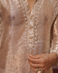 Rishabh Nude Silk Chanderi  Kurta Set