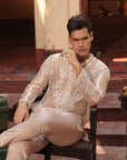 Rishabh Nude Silk Chanderi  Kurta Set