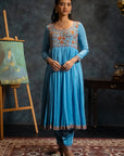 Blue Anarkali Suit Set