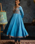 Blue Anarkali Suit Set