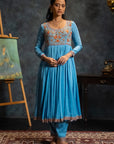 Blue Anarkali Suit Set