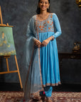 Blue Anarkali Suit Set