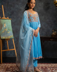Blue Anarkali Suit Set