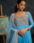Blue Anarkali Suit Set
