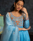 Blue Anarkali Suit Set